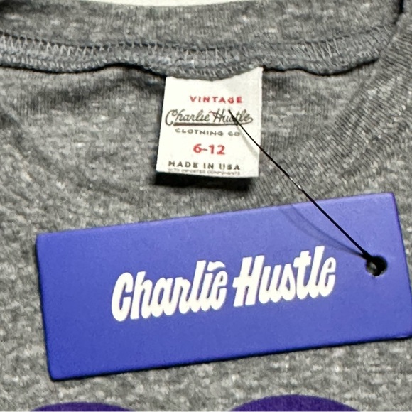 NWT Charlie Hustle Grey & Purple KC Heart Onesie Size 6-12 months. - Picture 3 of 4